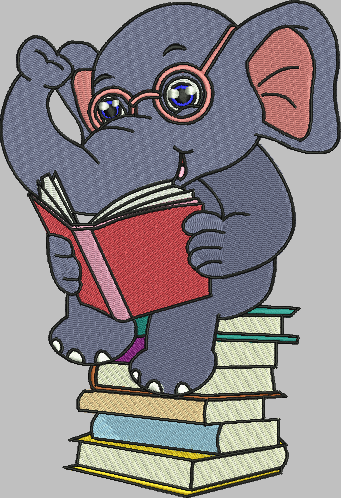 Baby Elephant Reading Book Design